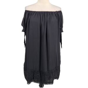 Lulus Moment in the Sun Off Shoulder Dress in Black Size Medium